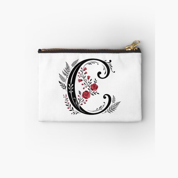 Item preview, Black and red Floral Letter C Botanical Monogram designed and sold by ITCHAWAWAA.