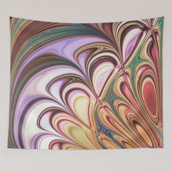 Item preview, Satin Feather Fractals Pastel Fluid Marbling Pattern designed and sold by pinkal.