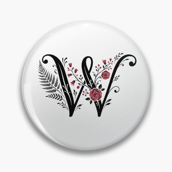 Item preview, Black and red Floral Letter W Botanical Monogram designed and sold by ITCHAWAWAA.