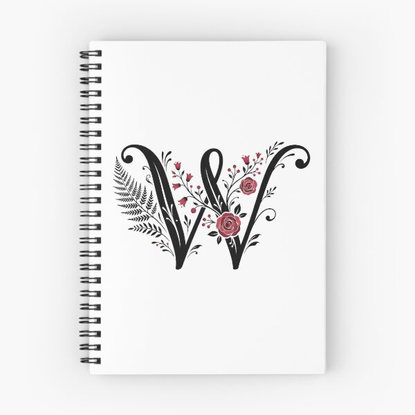 Item preview, Black and red Floral Letter W Botanical Monogram designed and sold by ITCHAWAWAA.