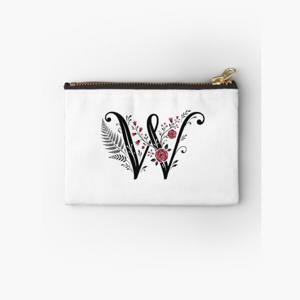 Item preview, Black and red Floral Letter W Botanical Monogram designed and sold by ITCHAWAWAA.