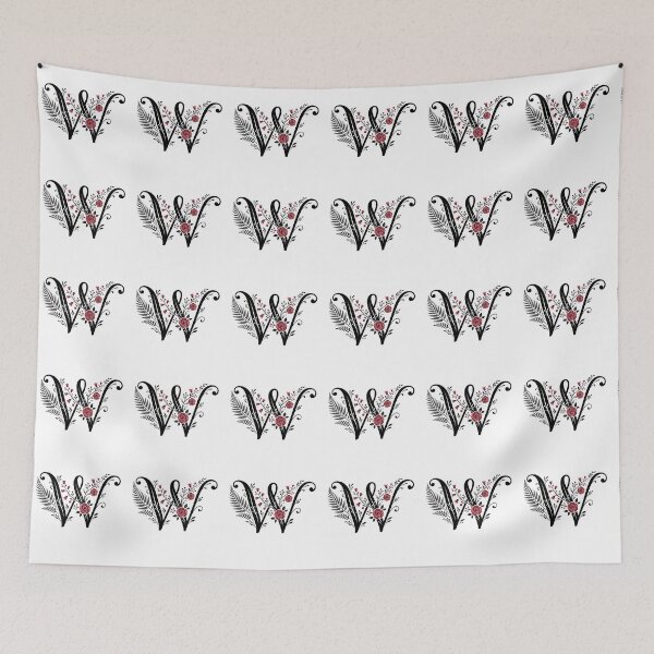 Item preview, Black and red Floral Letter W Botanical Monogram designed and sold by ITCHAWAWAA.