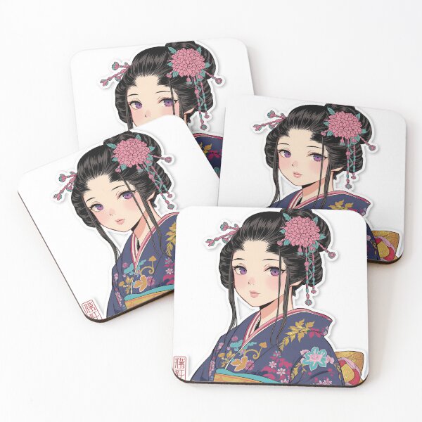 Item preview, Elegant Anime Woman in Traditional Floral Kimono designed and sold by xRoddney.