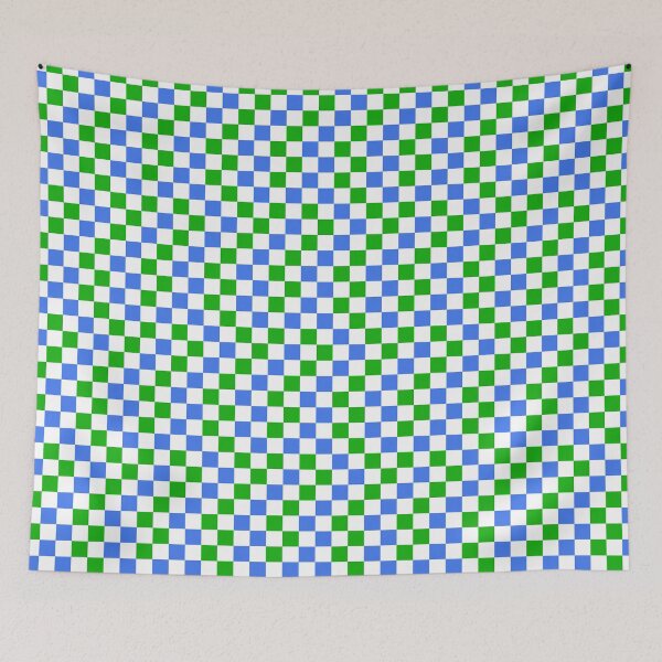 Item preview, Blue And Green Checkered Design White  designed and sold by PatternTitan.