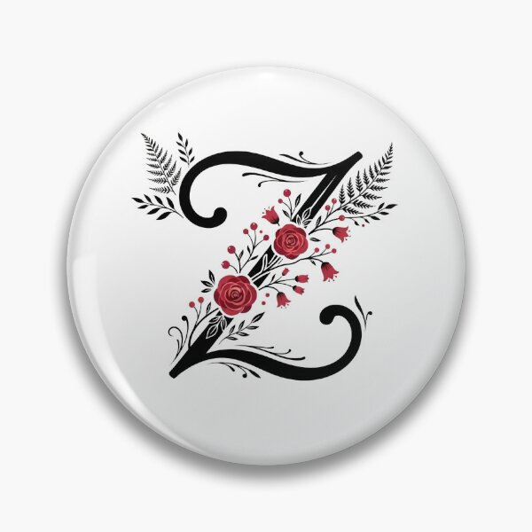 Item preview, Black and red Floral Letter Z Botanical Monogram designed and sold by ITCHAWAWAA.