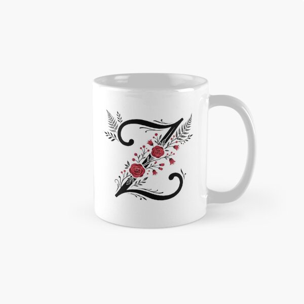 Item preview, Black and red Floral Letter Z Botanical Monogram designed and sold by ITCHAWAWAA.
