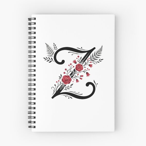 Item preview, Black and red Floral Letter Z Botanical Monogram designed and sold by ITCHAWAWAA.