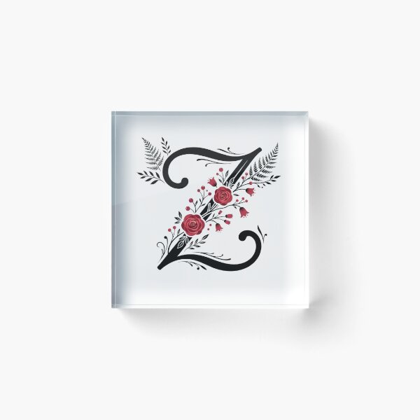 Item preview, Black and red Floral Letter Z Botanical Monogram designed and sold by ITCHAWAWAA.
