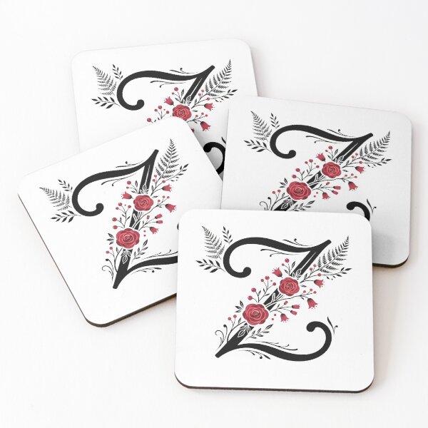 Item preview, Black and red Floral Letter Z Botanical Monogram designed and sold by ITCHAWAWAA.