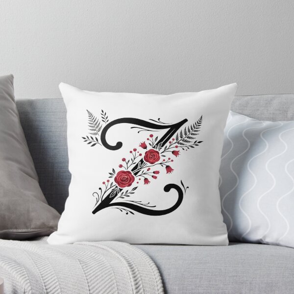 Item preview, Black and red Floral Letter Z Botanical Monogram designed and sold by ITCHAWAWAA.