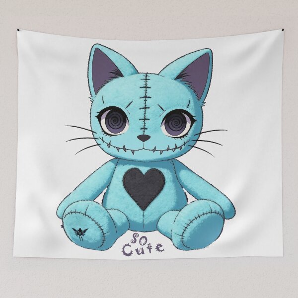Item preview, creepy cat,Creepy Stitched Cat – Cute Horror Halloween designed and sold by TitiaDesign.