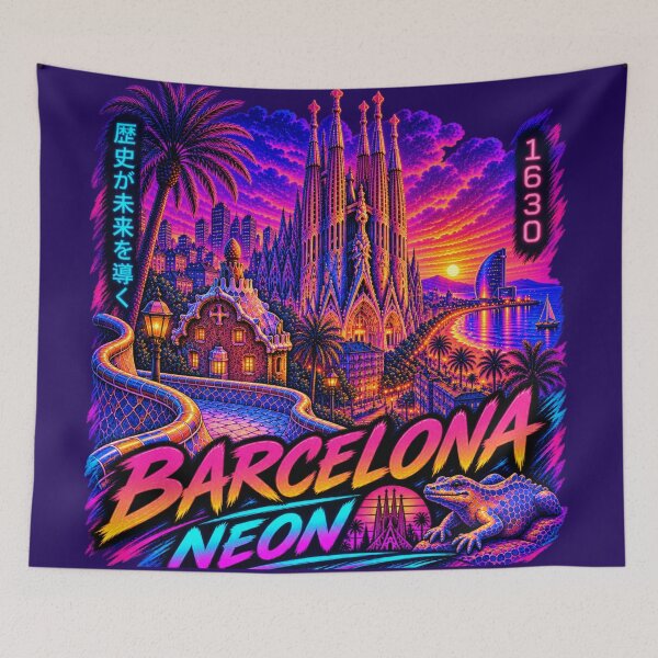 Item preview, Barcelona Neon Sunset Cityscape designed and sold by Houldi.
