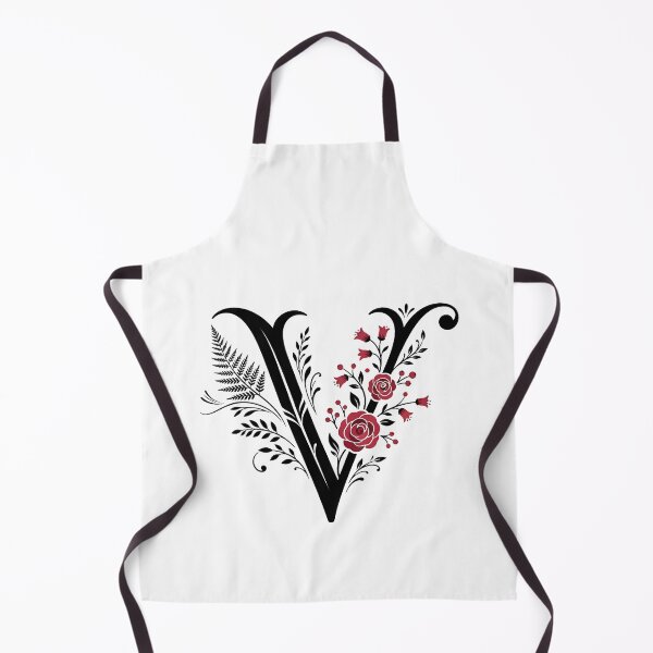 Item preview, Black and red Floral Letter V Botanical Monogram designed and sold by ITCHAWAWAA.
