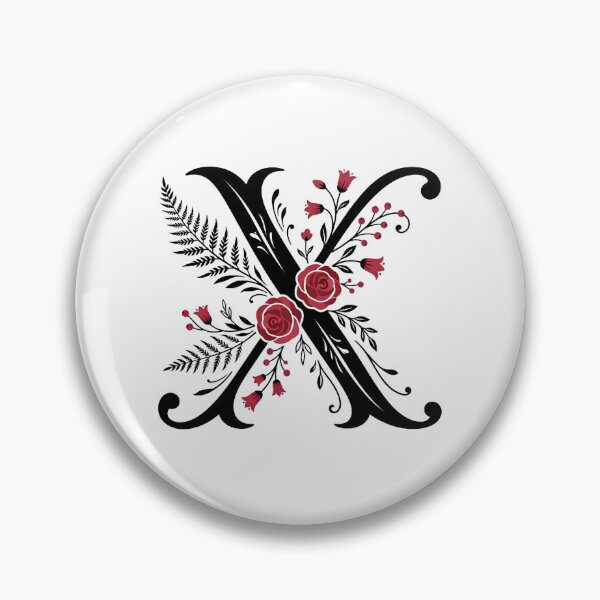 Item preview, Black and red Floral Letter X Botanical Monogram designed and sold by ITCHAWAWAA.