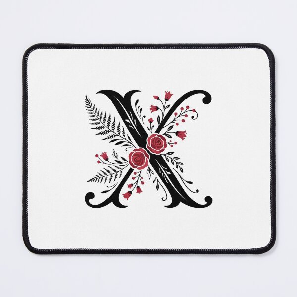 Item preview, Black and red Floral Letter X Botanical Monogram designed and sold by ITCHAWAWAA.