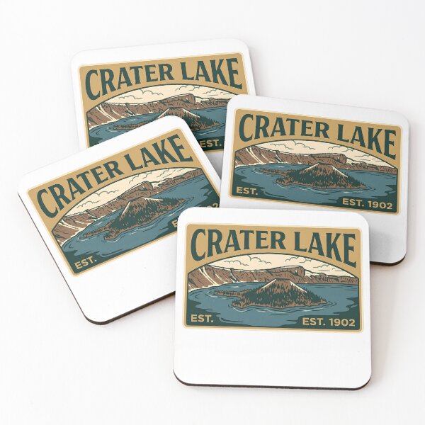 Item preview, Crater Lake Vintage Patch Retro Oregon Volcano Deep Blue Water Hiking Art designed and sold by LittleArij.