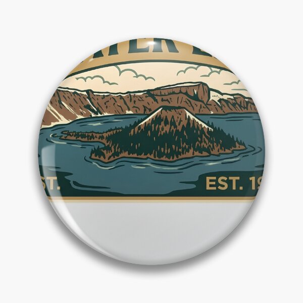 Item preview, Crater Lake Vintage Patch Retro Oregon Volcano Deep Blue Water Hiking Art designed and sold by LittleArij.