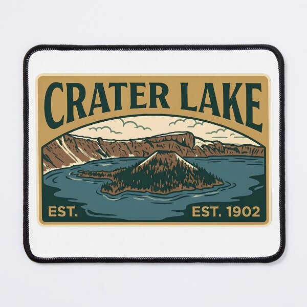 Item preview, Crater Lake Vintage Patch Retro Oregon Volcano Deep Blue Water Hiking Art designed and sold by LittleArij.