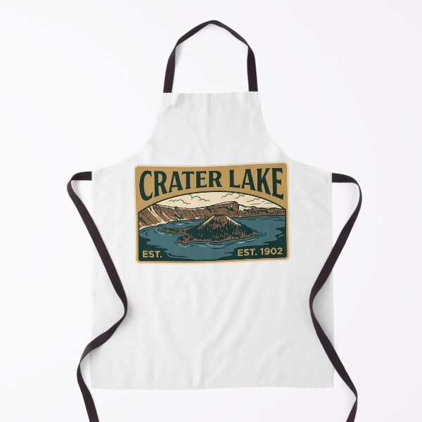 Item preview, Crater Lake Vintage Patch Retro Oregon Volcano Deep Blue Water Hiking Art designed and sold by LittleArij.