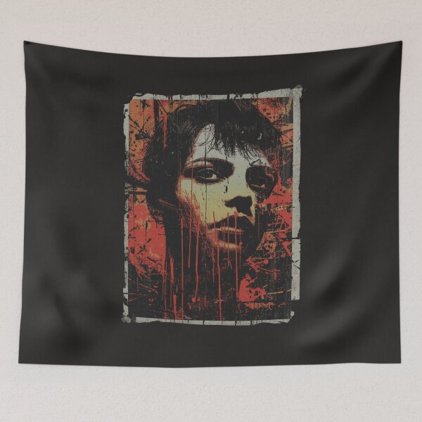 Item preview, Grunge Punk Girl Portrait Red Splatter Street Art designed and sold by ERODED SELF.