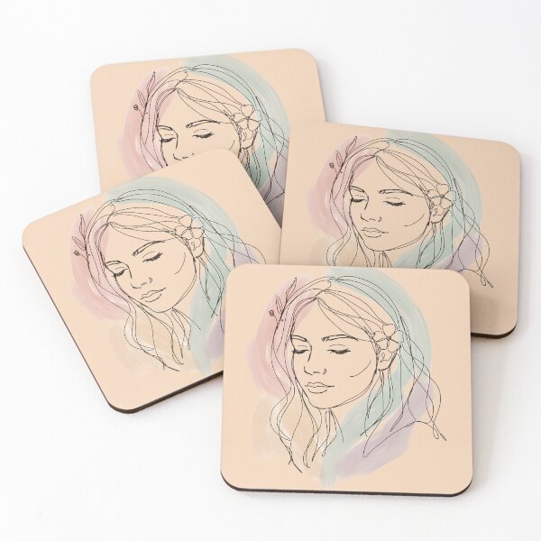 Item preview, Inner Peace - Boho Line Art Woman Portrait designed and sold by Tom-Apex-Art.