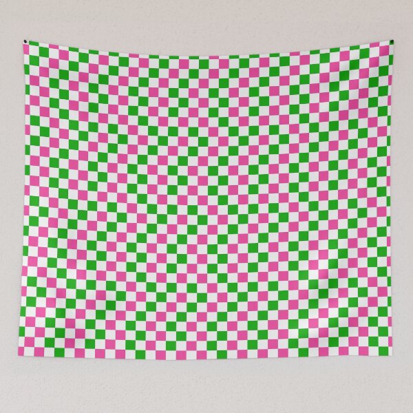 Item preview, Pink And Green Checkered Design White  designed and sold by PatternTitan.