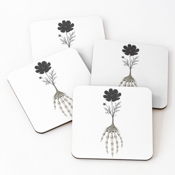 Item preview, Skeletal Hand Black Flower Gothic Botanical Illustration designed and sold by Artmares.