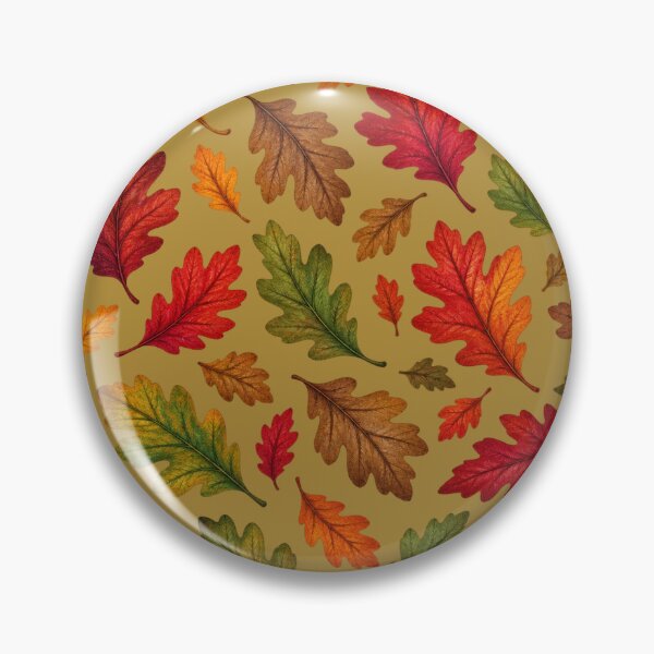 Item preview, Falling Autumn Fall Leaves Oak Leaf Seamless Repeating Pattern on Olive Green designed and sold by Itaya Art.