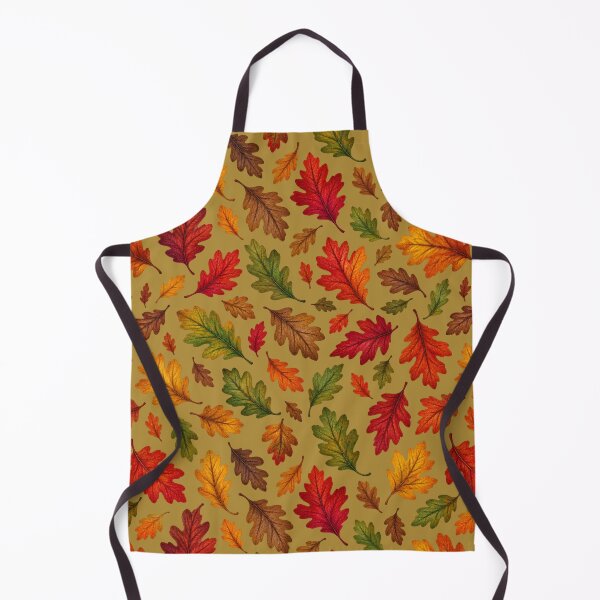 Item preview, Hojas de otoño cayendo, patrón sin costuras de hojas de roble sobre fondo verde oliva. designed and sold by Itaya Art.