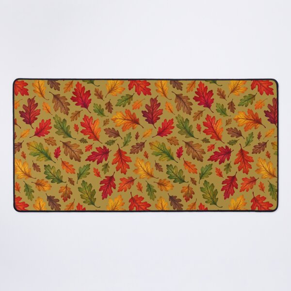 Item preview, Falling Autumn Fall Leaves Oak Leaf Seamless Repeating Pattern on Olive Green designed and sold by Itaya Art.