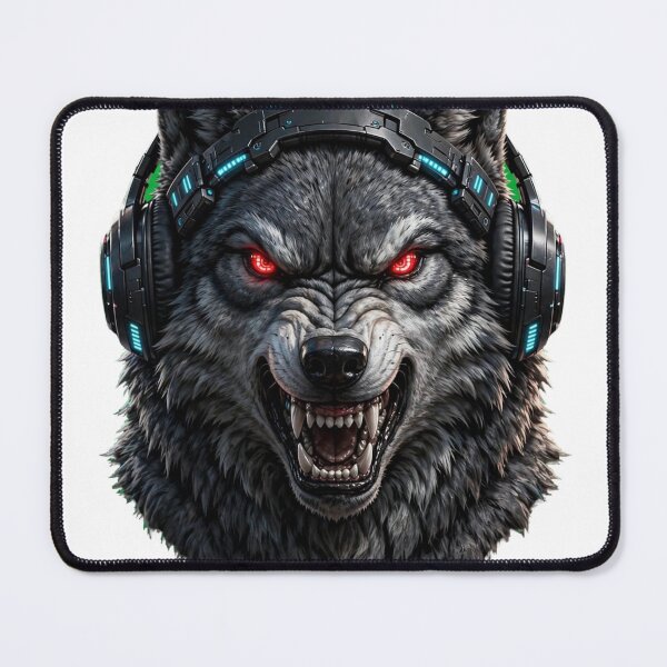 Item preview, Cyber Gamer Wolf Glowing Red Eyes Gaming Headset designed and sold by Pandora´s Box.