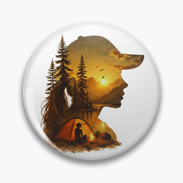 Item preview, Vintage Silhouette of a Woman Camping designed and sold by GabeMountainArt.