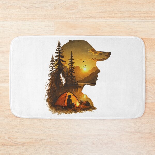 Item preview, Vintage Silhouette of a Woman Camping designed and sold by GabeMountainArt.