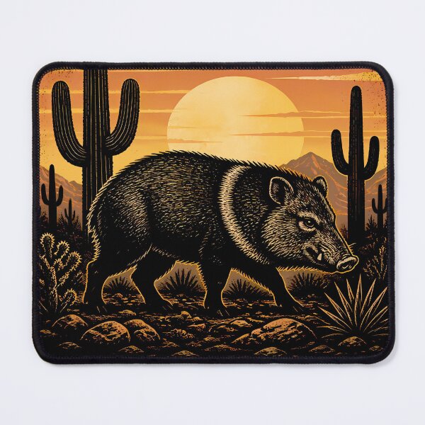 Item preview, Vintage Javelina Hunter Desert Sunset Pecary Hunting designed and sold by Art-Arcade6.