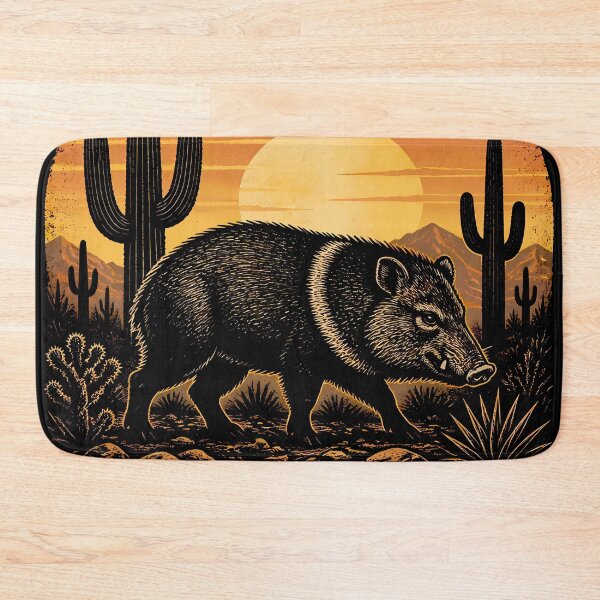 Item preview, Vintage Javelina Hunter Desert Sunset Pecary Hunting designed and sold by Art-Arcade6.