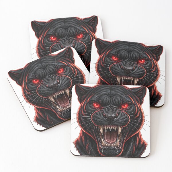 Item preview, Minimalist Black Panther Vector Red Glowing Eyes Mascot designed and sold by Pandora´s Box.