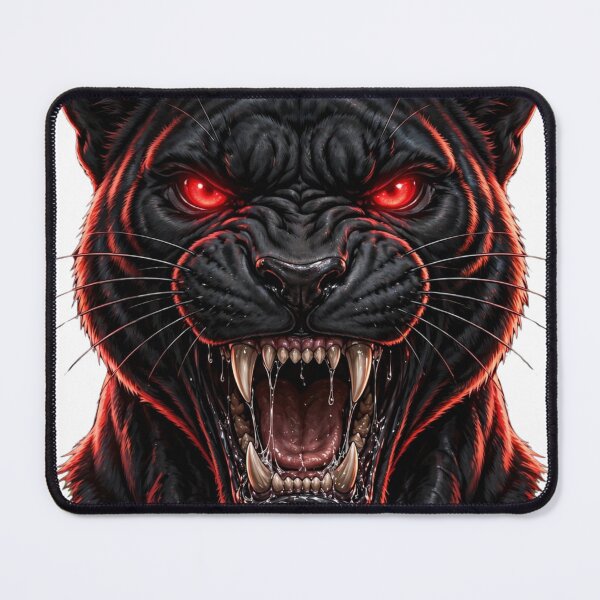 Item preview, Minimalist Black Panther Vector Red Glowing Eyes Mascot designed and sold by Pandora´s Box.