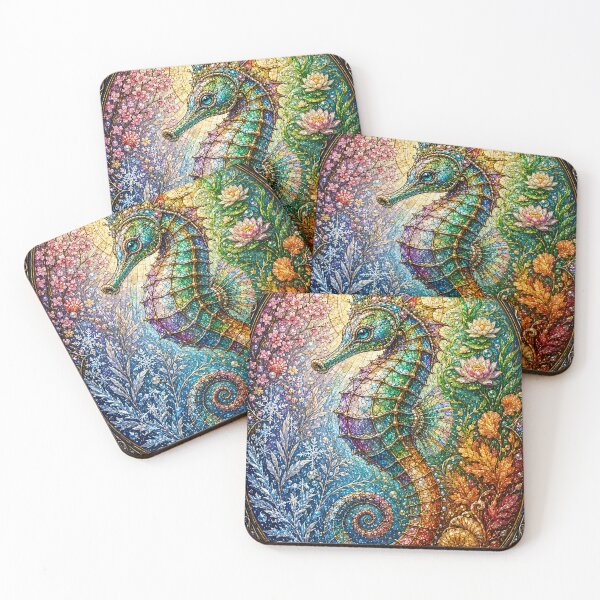 Item preview, The Seahorse of the Four Seasons – Guardian of the Oceans in stained glass designed and sold by Pixel Sakura Gallery.
