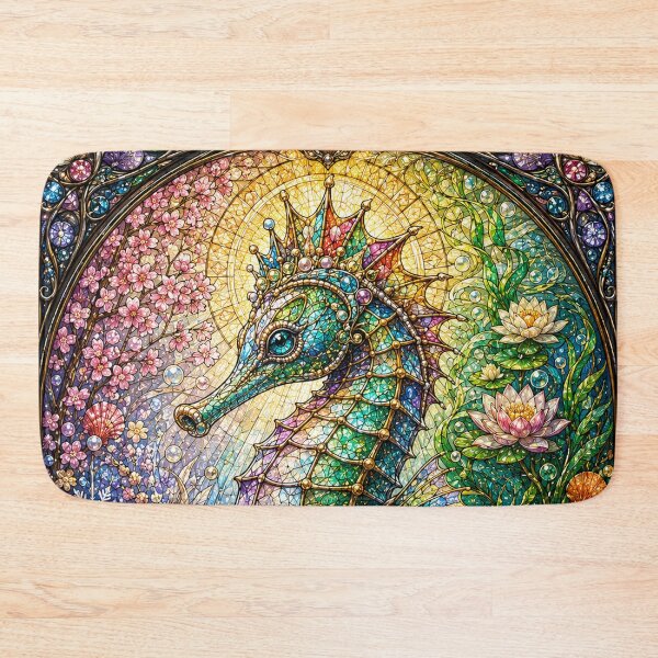 Item preview, The Seahorse of the Four Seasons – Guardian of the Oceans in stained glass designed and sold by Pixel Sakura Gallery.