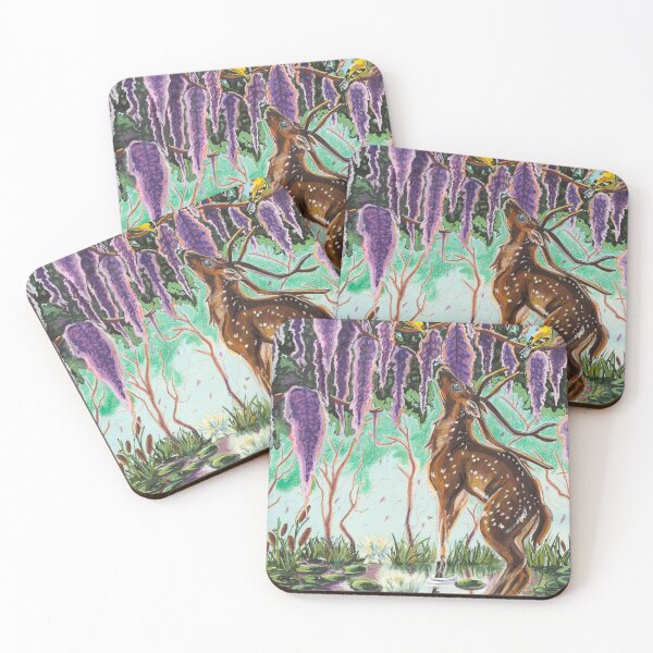 Item preview, Stag and Finch Under Wisteria designed and sold by Jacqueline Sindall Art.