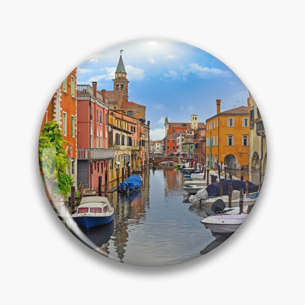 Item preview, Vena Canal with colorful houses and arched porticos in Chioggia, Italy designed and sold by goceris.