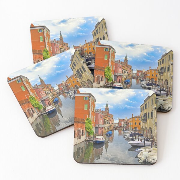 Item preview, Vena Canal with colorful houses and arched porticos in Chioggia, Italy designed and sold by goceris.