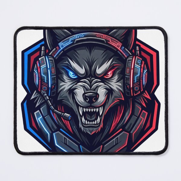Item preview, Cyber Wolf Esports Mascot Dual Neon Gaming Headphones designed and sold by Pandora´s Box.