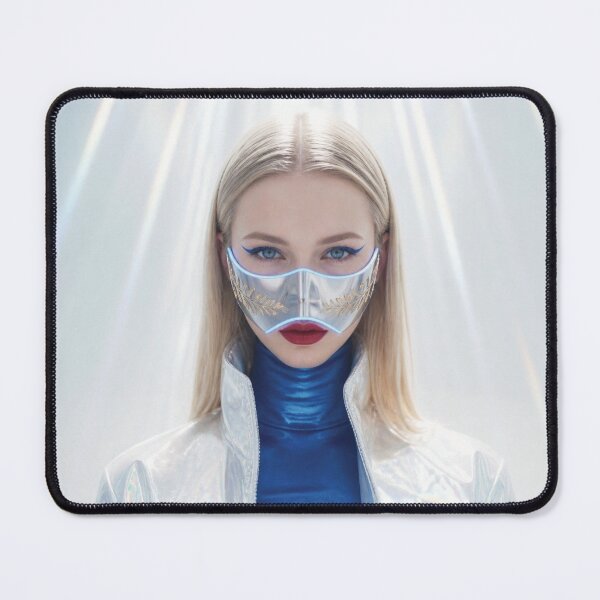 Item preview, Futuristic Caucasian Woman with blonde hair in Silver Mask with Gold Engravings designed and sold by Lucia Amaris Art.