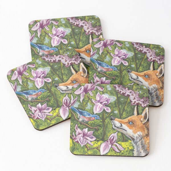 Item preview, Fox and Bluebird Under Magnolias designed and sold by Jacqueline Sindall Art.
