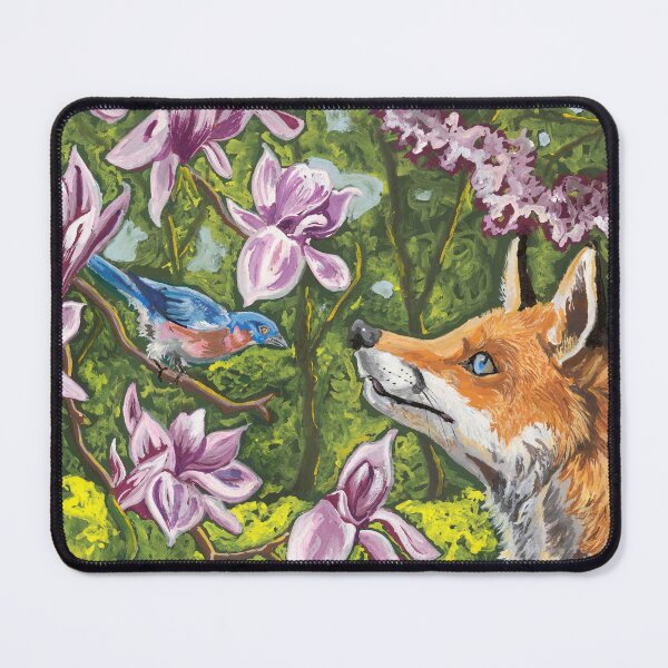 Item preview, Fox and Bluebird Under Magnolias designed and sold by Jacqueline Sindall Art.