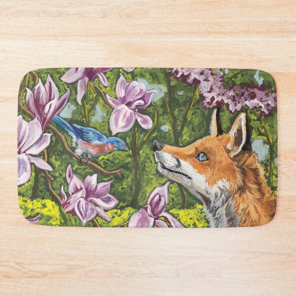 Item preview, Fox and Bluebird Under Magnolias designed and sold by Jacqueline Sindall Art.