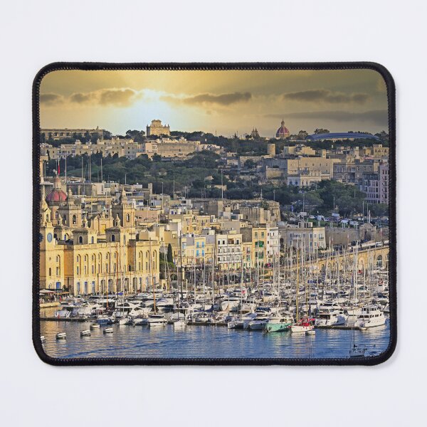 Item preview, Sunset over Birgu marina and Grand Harbour with luxury yachts in Malta designed and sold by goceris.