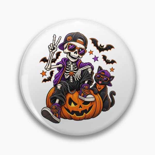 Item preview, Cool Halloween Skeleton and Black Cat with Pumpkin Sunglasses designed and sold by afr-saad.