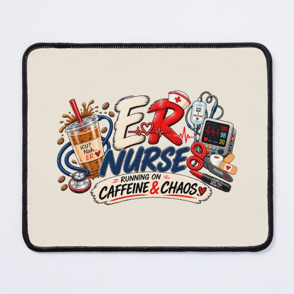 Item preview, ER Nurse – Running on Caffeine & Chaos | Funny Emergency Room Nurse designed and sold by HO•Designs.